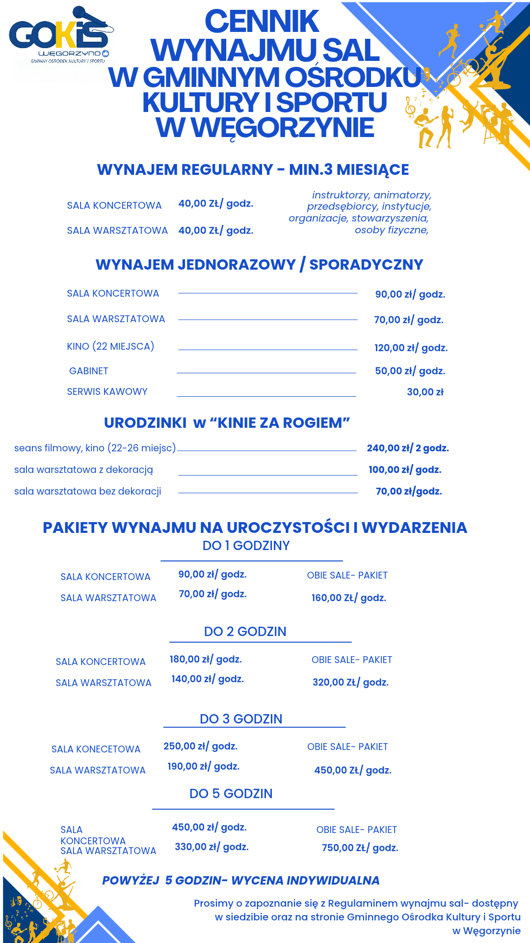 CENNIK WYNAJJMU SAL
